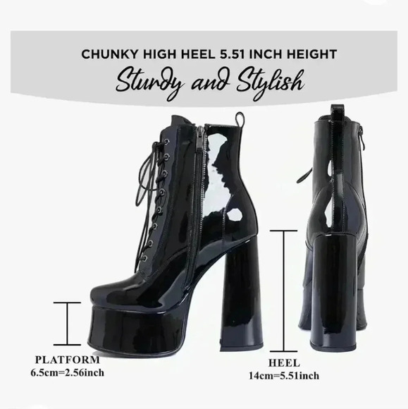 Platform black boots new with box - Picture 2 of 9